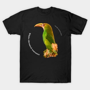 White-throated toucanet tropical bird on top of a tree pin white text T-Shirt